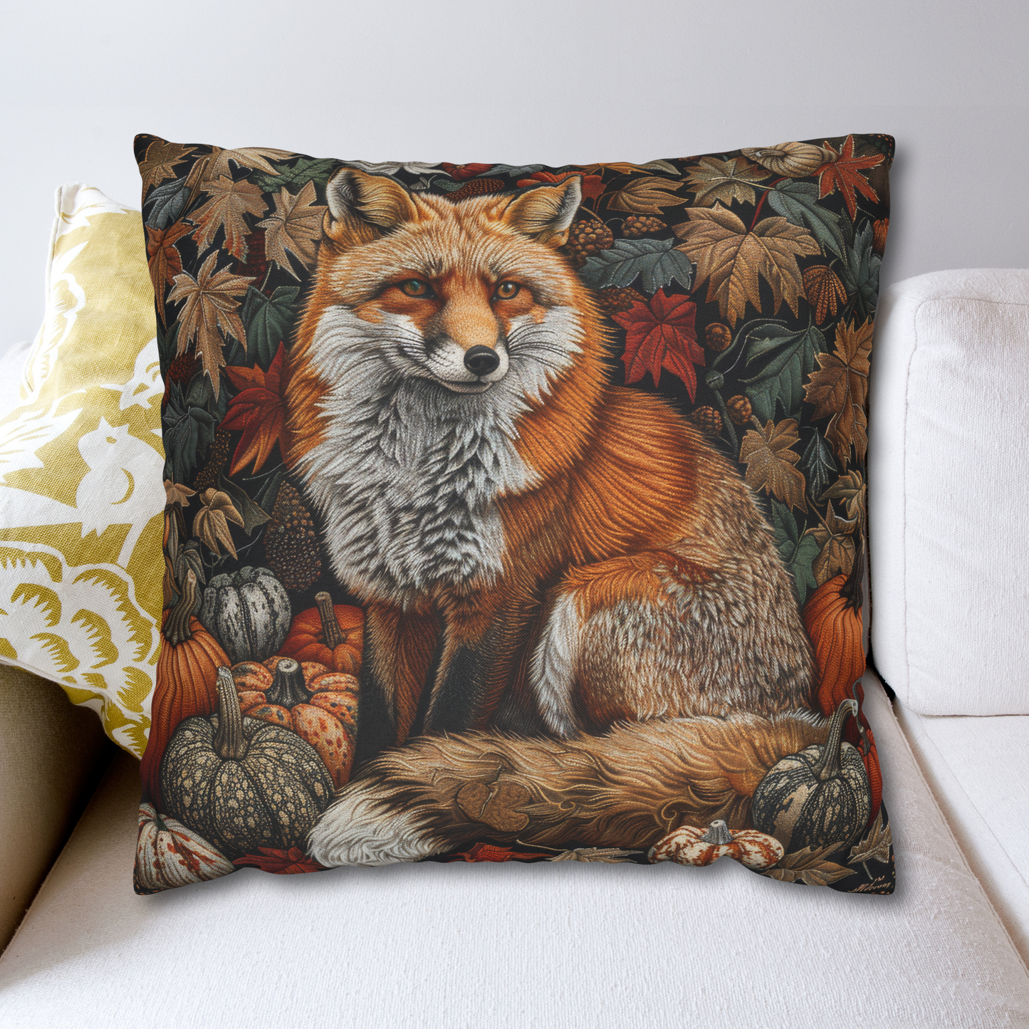 William Inspired Woodland Fox Pumpkins Patch Decorative Squrae Pillow