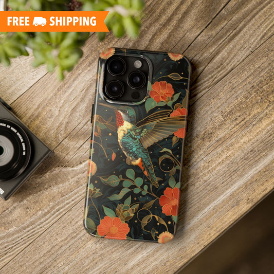 Art Deco Hummingbird Print in The Style of William Morris iPhone Tough Case