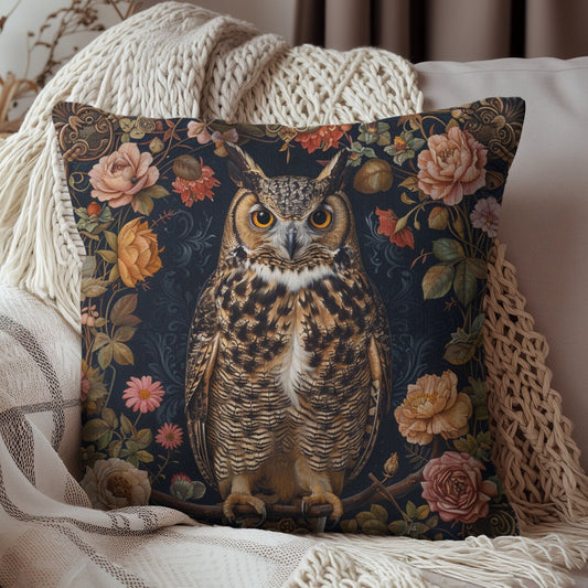 Botanical Great Horned Decorative Pillow Morris Inspired | Cottage-core Pillow