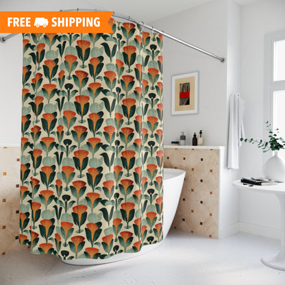 Botanical Art Deco Polyester Shower Curtain