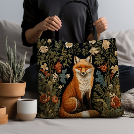 Forest Fox Tote Bag | William Morris Inspired |  Fox Forestcore Tote Bag, Eco-Friendly Carryall