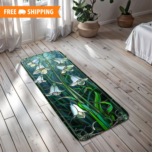 3D Stained Glass of Snow drop Flowers Yoga Mat, Pilates Mat, Eco-Friendly Workout Mat, Non-Slip Exercise Mat, Yoga