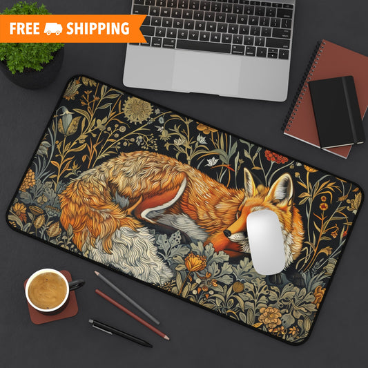 Forestcore Fox William Morris Inspired Cottagecore Desk Mat Office Decor GiftDesk Mats