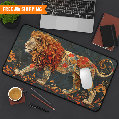 William Morris Inspired Victorian Lion Desk Mat 2 Sizes | Art Nouveau Office Decor Gift Desk Mats