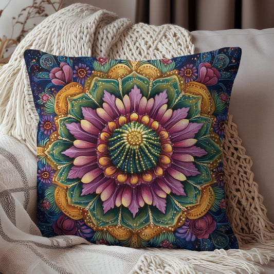 Cactus Mandala Decorative Pillow, Cactus Home Decor Pillow