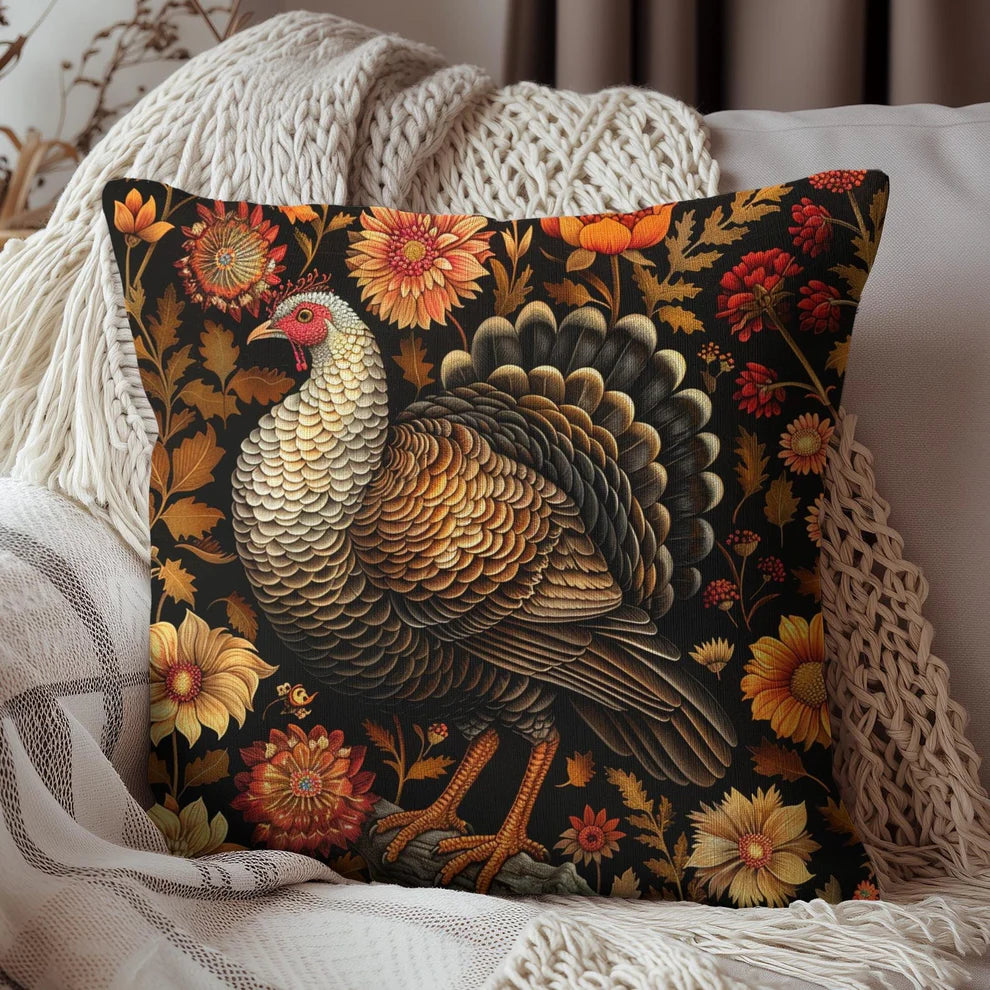 Turkey Throw Pillowcase: William Morris Inspired Fall Decor
