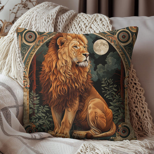 Art Deco Dragonfly Lion Throw Pillow | Decorative Pillow William Morris Inspired | Cottage-core Pillow