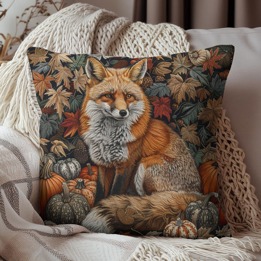 William Inspired Woodland Fox Pumpkins Patch Decorative Squrae Pillow