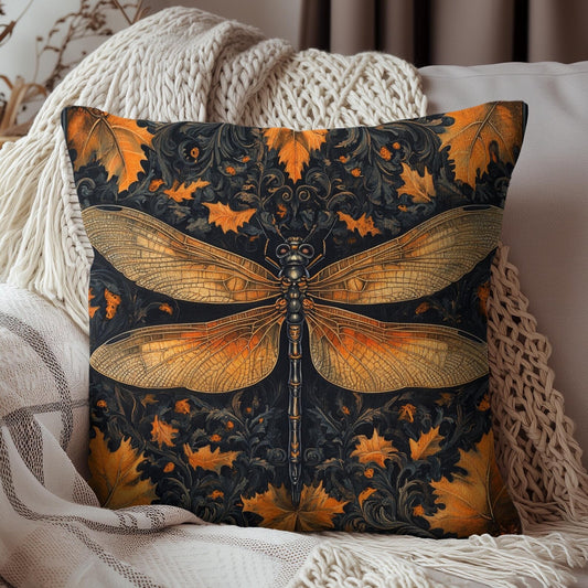 Art Deco Halloween Dragonfly Pillow, Vintage Victorian Home Decor, Spun Polyester Square Pillow, Decorative Pillow, Halloween Decor Pillow