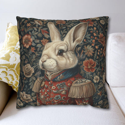 Christmas Nutcracker Rabbit Pillow: William Morris Inspired Holiday Decor