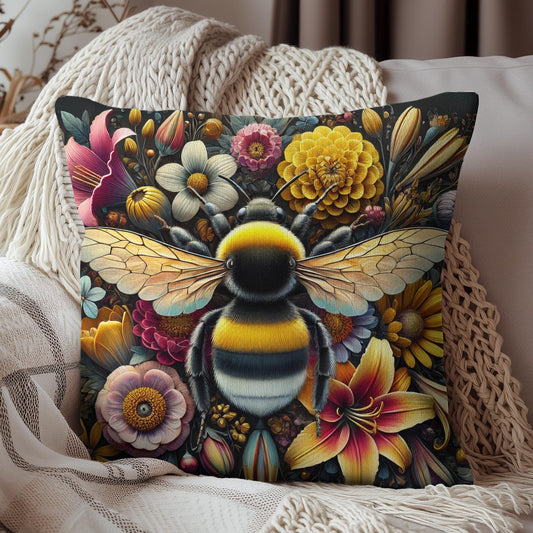 William Morris Wildflower Bumblebee Pillow: Floral Home Decor