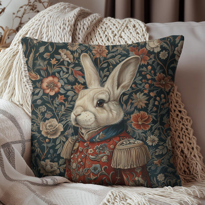 Christmas Nutcracker Rabbit Pillow: William Morris Inspired Holiday Decor