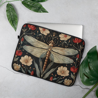 William Morris Inspired Botanical Dragonfly Laptop Sleeve, William Morris Design, Protective Case, Gift for Nature Lovers