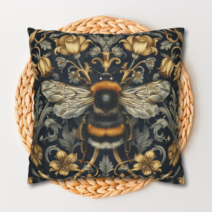 Victorian Art Inspired Bumblebee Baroque Gold Flora Pillow, Home Decor, Living Room Accessory Bedroom Pillow