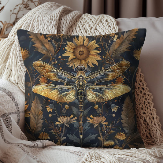William Morris Dragonfly Pillow: Botanical Floral Accent Pillow