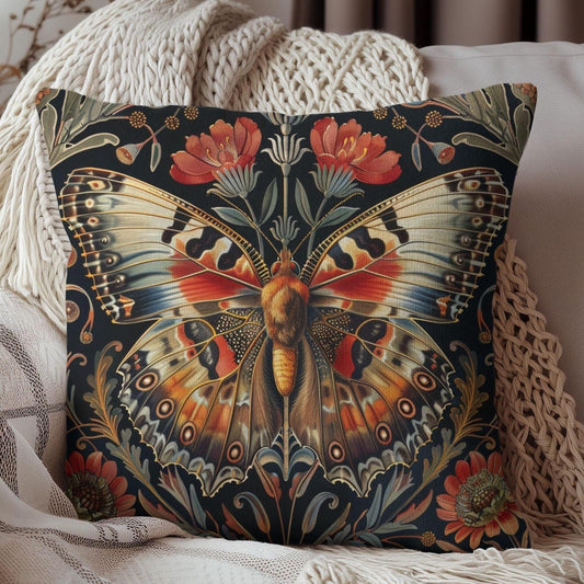 Wild Butterfly Floral Pattern Pillow | Decorative Pillow William Morris Inspired | Cottage-core Pillow