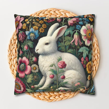 Whimsical Floral Rabbit Pillow, Cute Home Decor, Spring Accent Cushion, Easter Decoration, Garden Vibe, Gift Idea