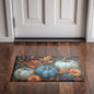 Teal Pumpkin Doormat, Autumn Harvest Entry Rug with Rustic Florals and Fall Leaves, Seasonal Indoor Outdoor Mat