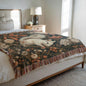 William Inspired Woodland White Squirrel Fall Autumn Forest Woven Blanket, Cozy Fall Home Decor Cotton Blanket