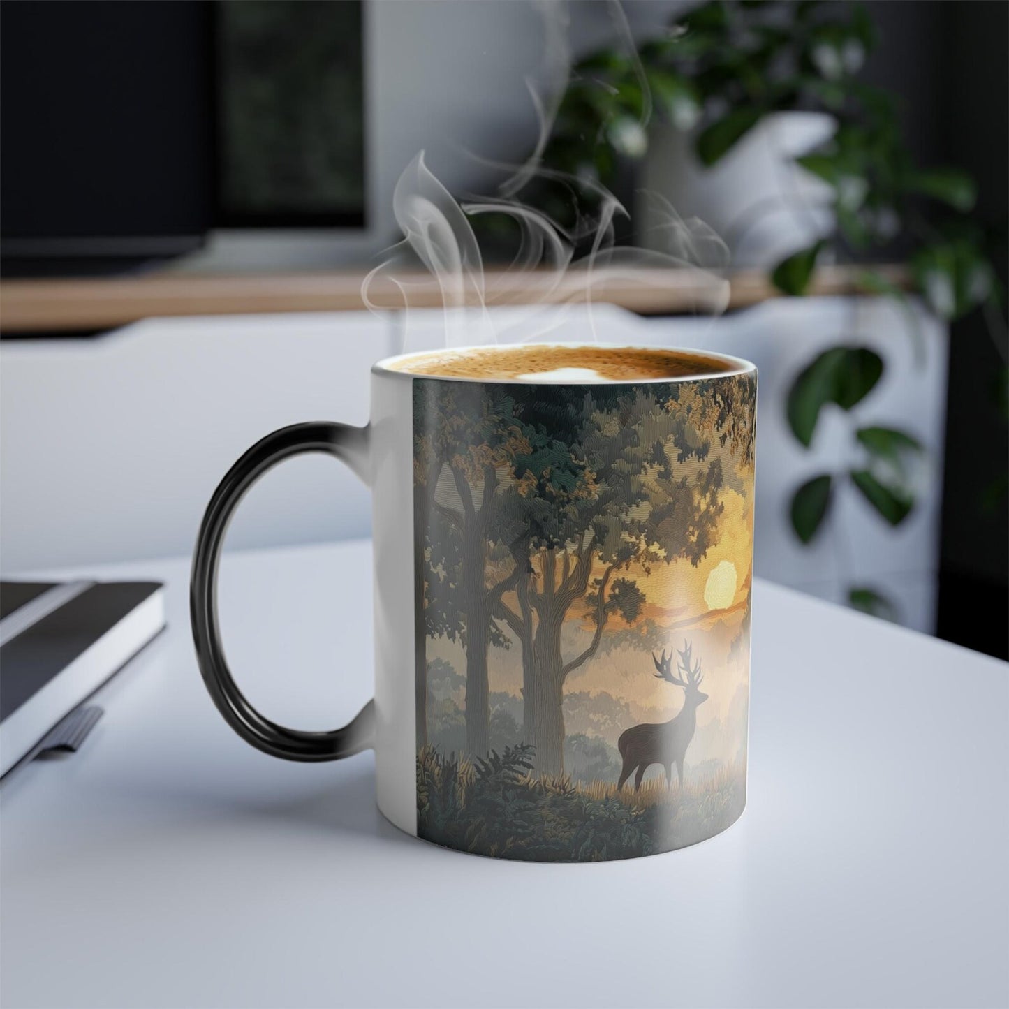 Misty Sunrise Forest Heat-Reveal Mug | Color-Changing Woodland Landscape Cup, Nature Morning Gift, 11oz