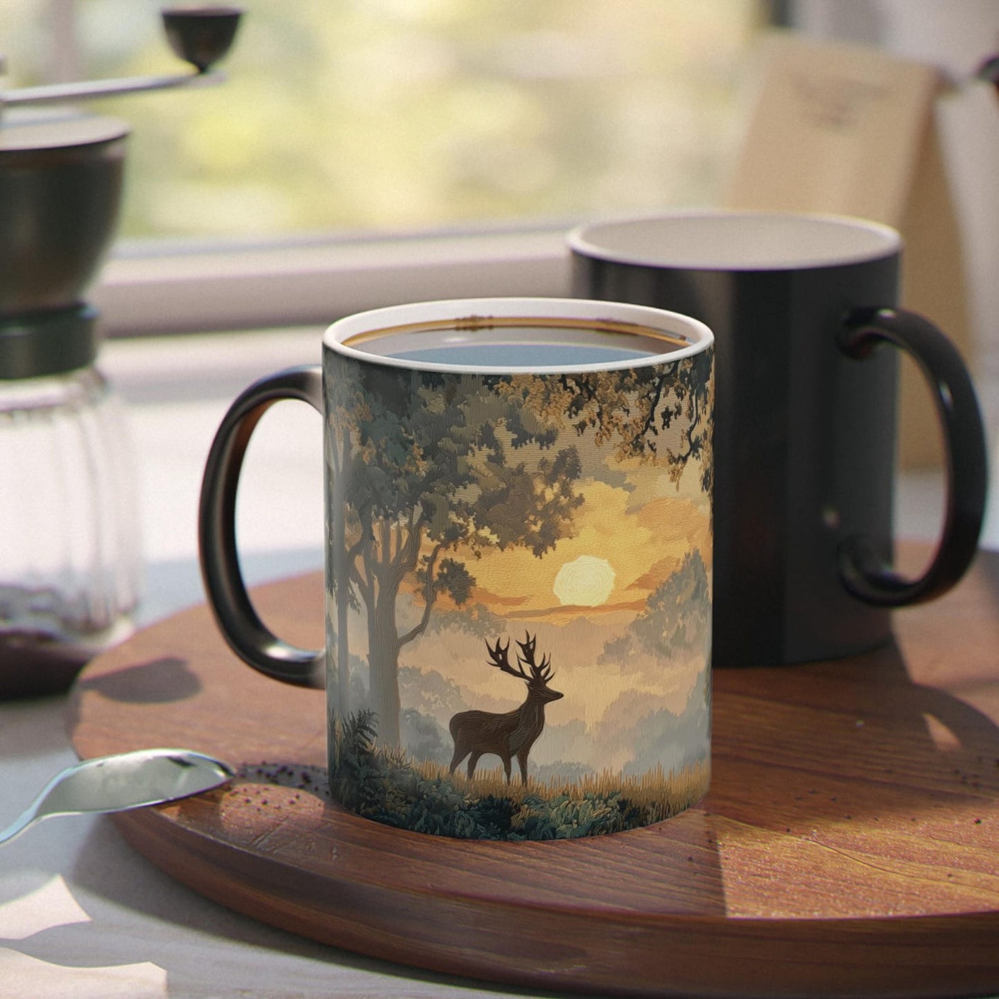 Misty Sunrise Forest Heat-Reveal Mug | Color-Changing Woodland Landscape Cup, Nature Morning Gift, 11oz