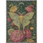 Vintage Luna Moth Garden Roses Woven Blanket, Botanical Boho Tapestry Throw