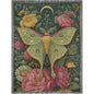 Vintage Luna Moth Garden Roses Woven Blanket, Botanical Boho Tapestry Throw
