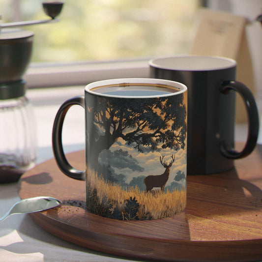 Color-Changing Woodland Stag Mug, Magic Color Reveal Forest Scene, Nature Lover Coffee Cup, Cozy Morning Gift (11oz)