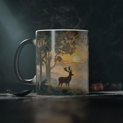 Misty Sunrise Forest Heat-Reveal Mug | Color-Changing Woodland Landscape Cup, Nature Morning Gift, 11oz