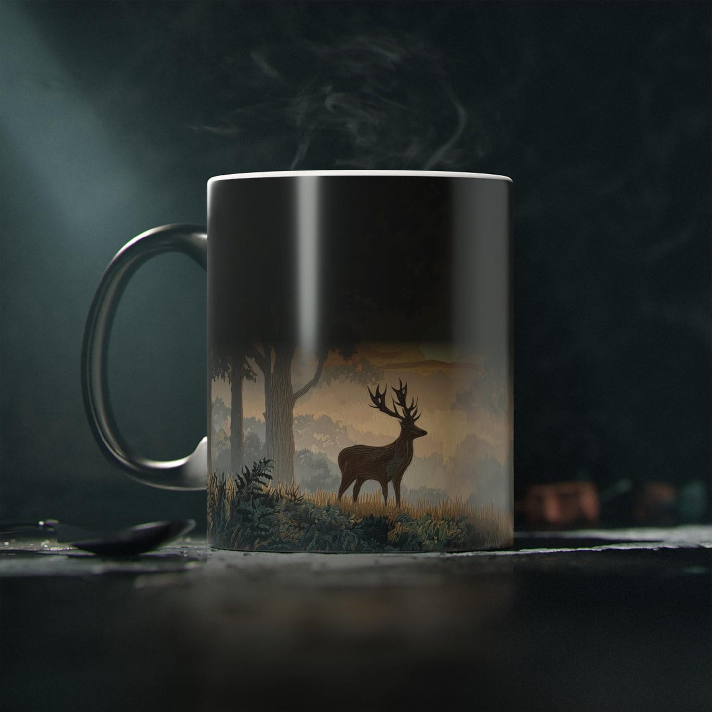 Misty Sunrise Forest Heat-Reveal Mug | Color-Changing Woodland Landscape Cup, Nature Morning Gift, 11oz