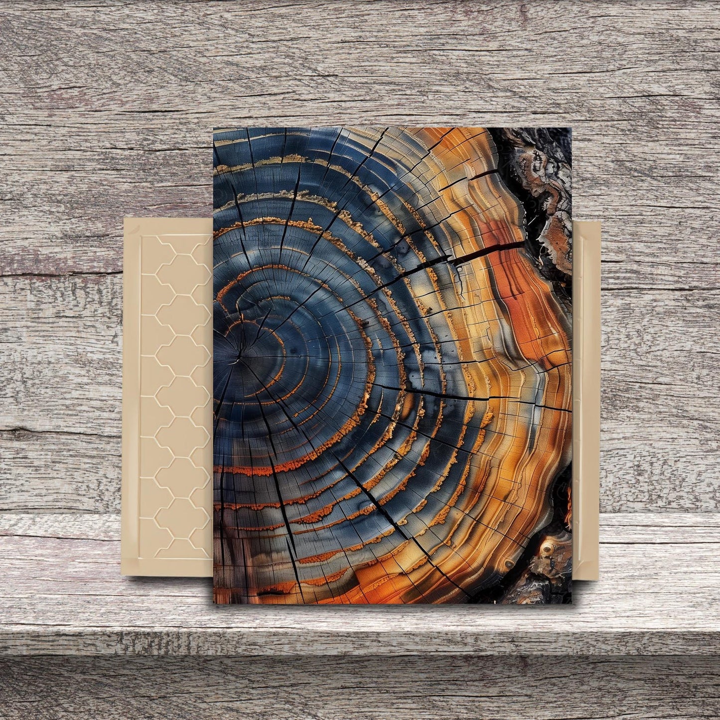 Rustic Wood Slice Ceramic Tile | Tree Ring Abstract Art 6x8 Glossy Nature Decor