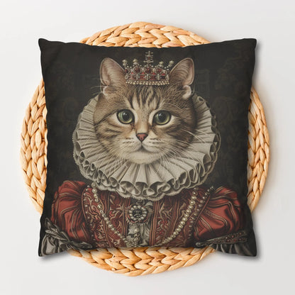 Rococo Royal Cat Square Pillow, Fun Home Decor, Cat Lover Gift, Unique Cushion, Pet Themed Gift, Cozy Living Room Accent