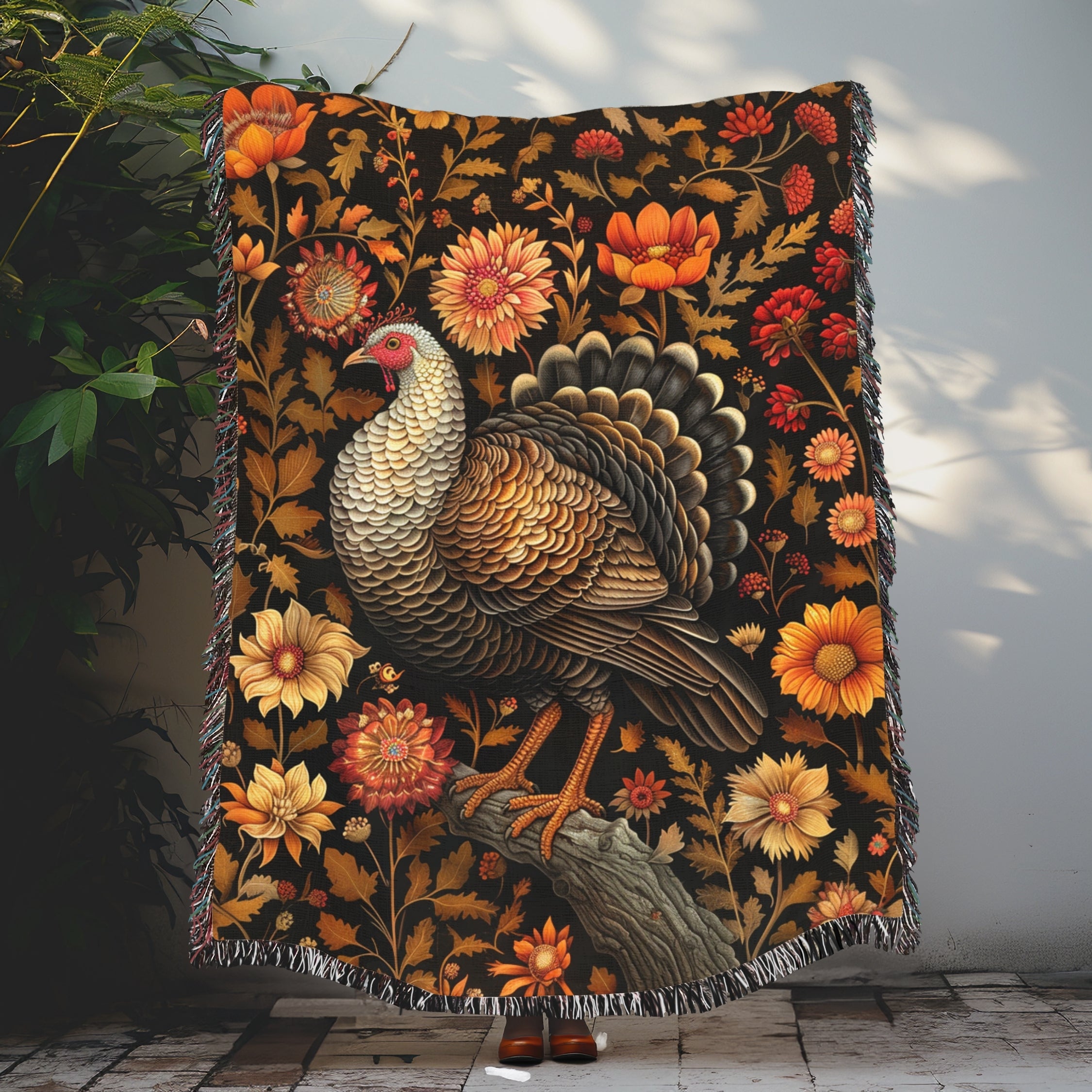 William Morris Inspired Turkey Fall Autumn Woven Blanket - Home