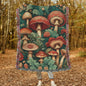 William Morris Inspired Wild Mushrooms Art Deco Woven Blankets, Cozy Home Decor Jacquard Cotton Woven Blanket