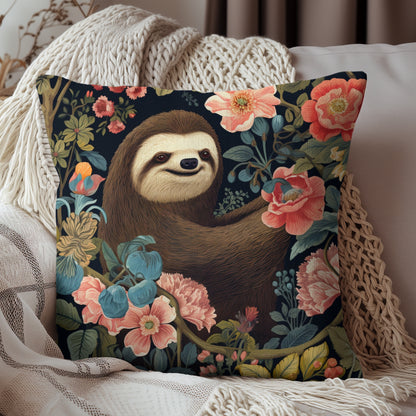 William Morris Inspired Sloth Pillow, Inspired, Decorative Sloth Cushion, Spun Polyester Square Pillow