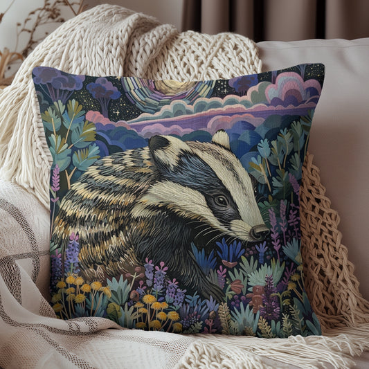 Badger Lavender Decorative Pillow William Morris Inspired | Cottage-core Pillow