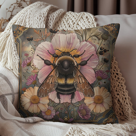 Vintage Floral Bumblebee William Morris Inspired Pillow, William Morris Cushion Cover, Art Nouveau Pillow